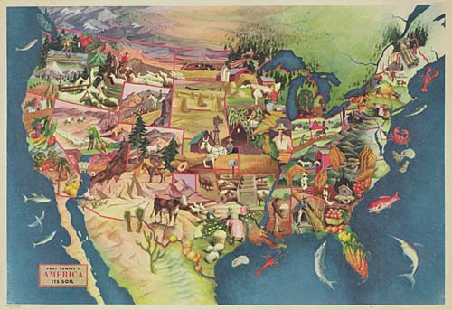 America, topographical map