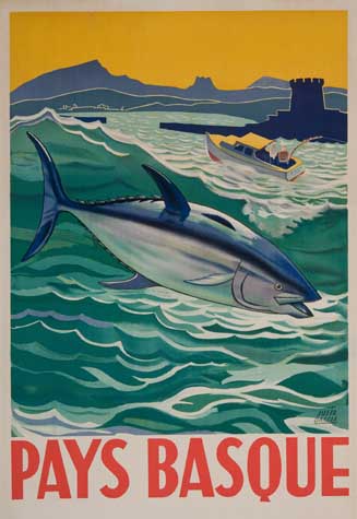 Pays Basque, large fish jumps out of the sea