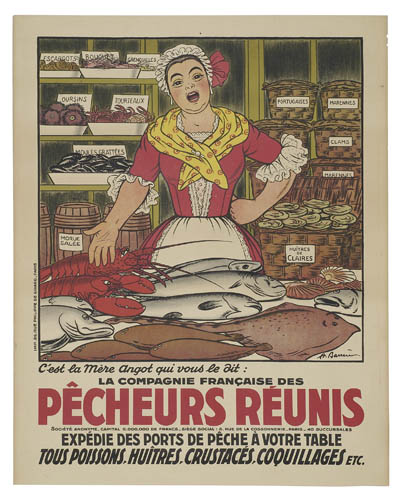 Pecheurs Reunis, woman in red sells seafood