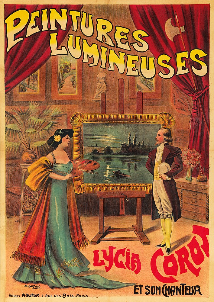 Peintures Lumineuses, Lycia Corot, woman in blue dress, painting