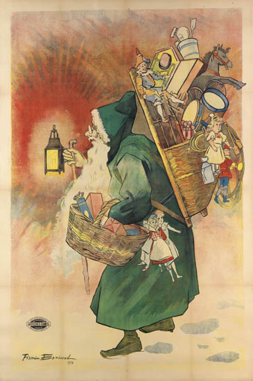 Pere Noel, Santa Claus in a green cloak