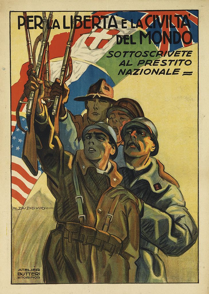 Per la Liberta e la Civilta, soldiers and flags