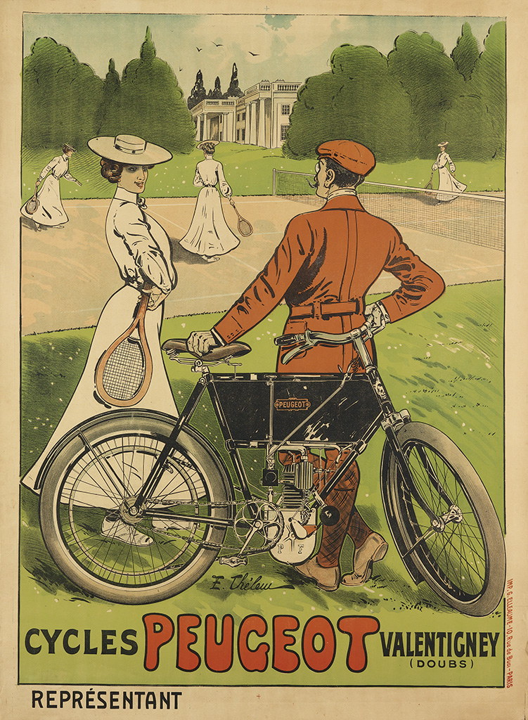 Cycles Peugeot Valentigney, couple bike riding, women playing tennis