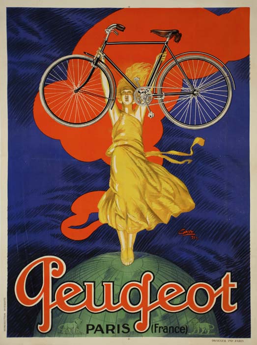Peugeot Paris France, woman in yellow holds bicycle
