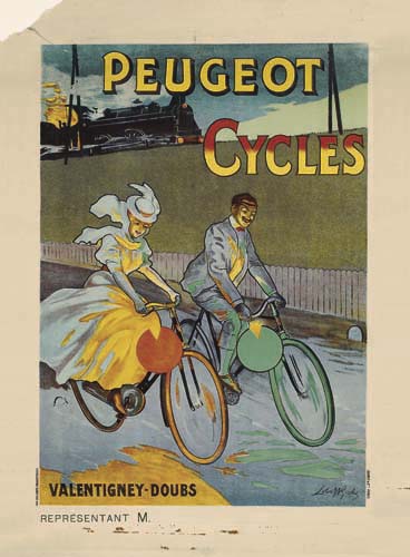 Peugeot Cycles Valentigney Doubs, couple riding bicycles