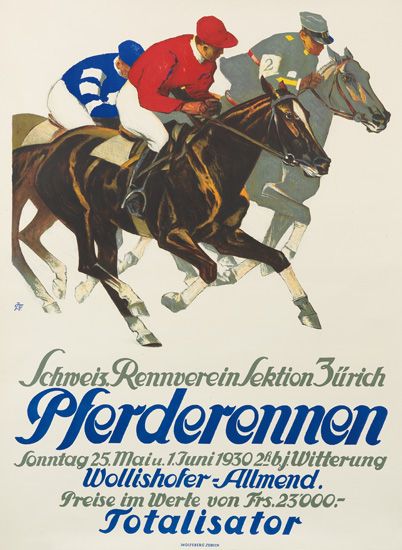 Pferderennen, men on horseback