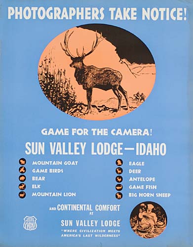 Photographers Take Notice, Sun Valley Lodge, Idaho, blue poster