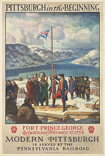 Pittsburgh in the Beginning, Fort Prince George, Modern Pittsburgh, soliders raise the British flag