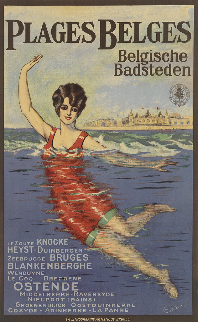 Plages Belges Belgische Badsteden, woman in red swimsuit