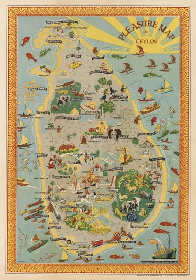 Pleasure Map of Ceylon, map and symbols