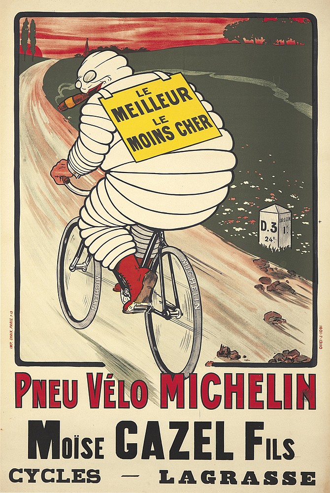 Pneu Velo Michelin, michelin man rides bicycle