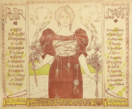 Woman in brown, flowers