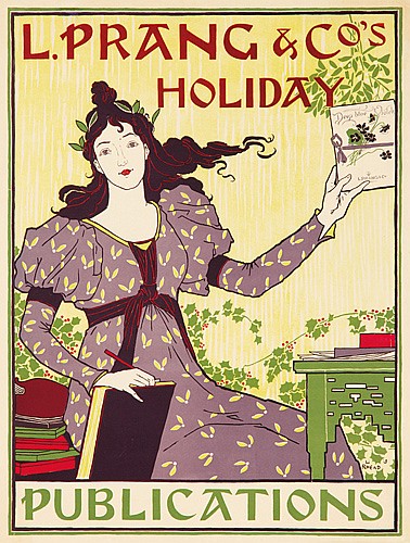 L Prang and Co’s Holiday Publications, woman in purple