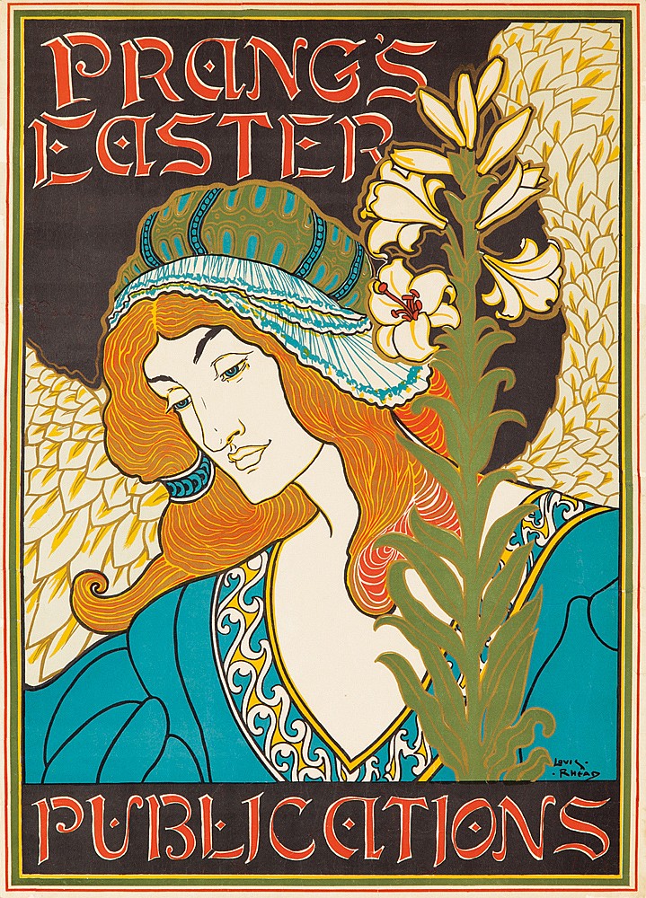 Prang’s Easter Publications, woman in blue