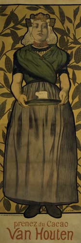 Prenez du Cacao Van Houten, long poster, woman in green and grey