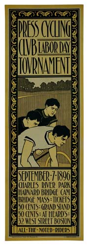 Press Cycling Club, Labor Day, long brown poster, track runners