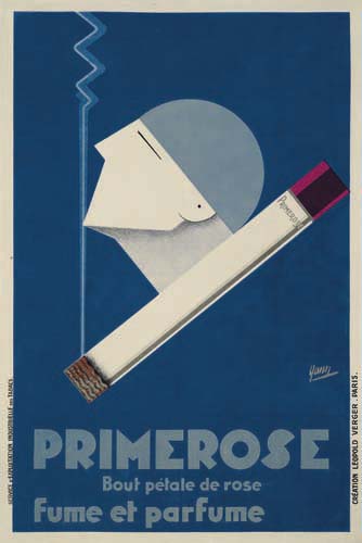 Primerose, man, blue poster, cigarette