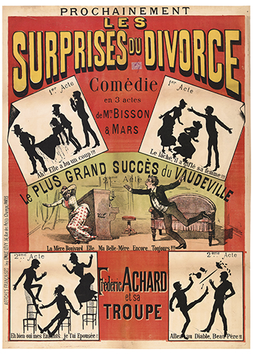 Les Surprises du Divorce, red poster, silhouettes