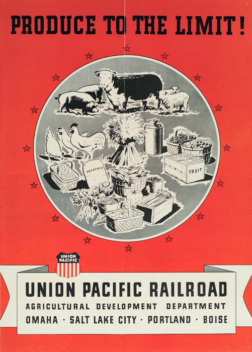 Produce to the Limit, Union Pacific Railroad, red poster