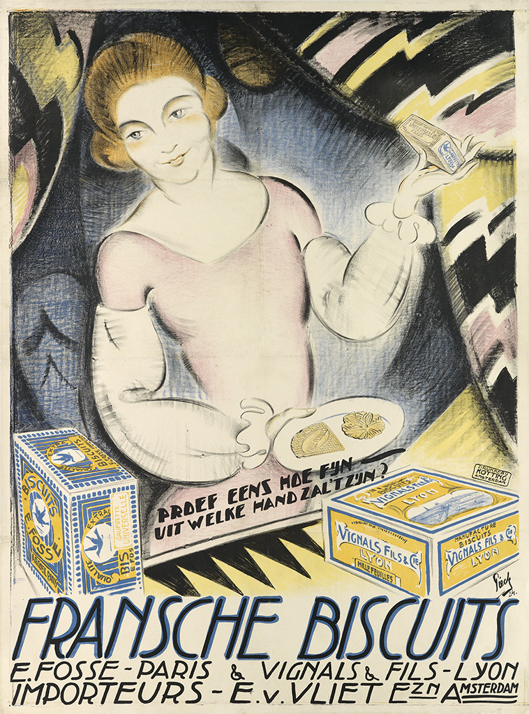 Fransche Biscuits, woman serves cookies