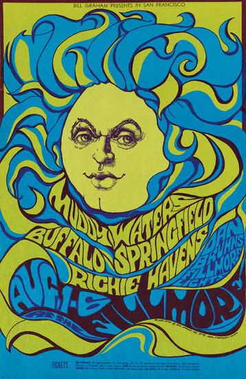 Muddy Water Buffalo Springfield, green and blue poster