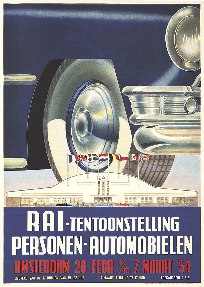 Rai Tentoonstelling Personen Automobielen, wheel, flags