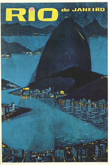 Rio de Janeiro, blue poster, port