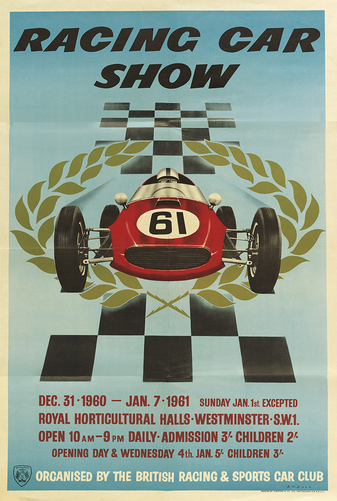Racing Car Show, blue poster, red car