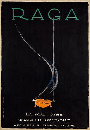 Raga La Plus Fine Cigarette Orientale, black poster
