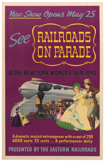 See Railroads on Parade, May 25, purple poster