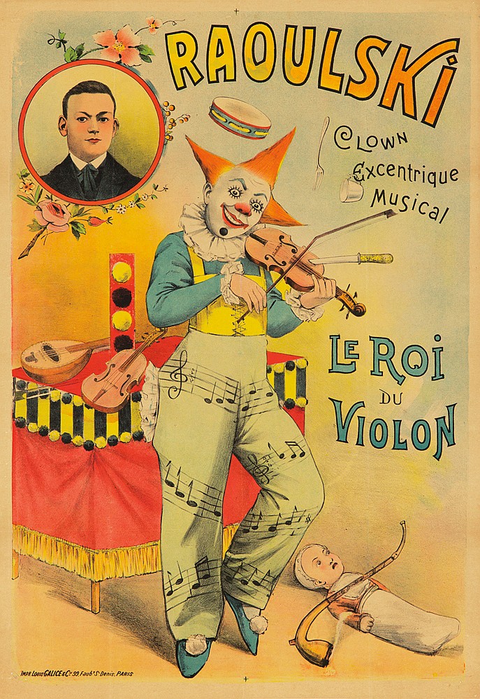 Raoulski Le Roi du Violon, clown plays violin