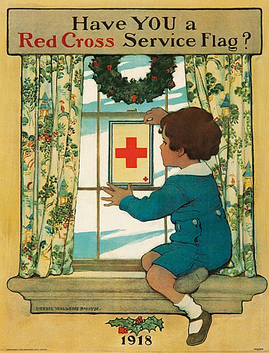 Have You a Red Cross Service Flag, boy in blue in the window