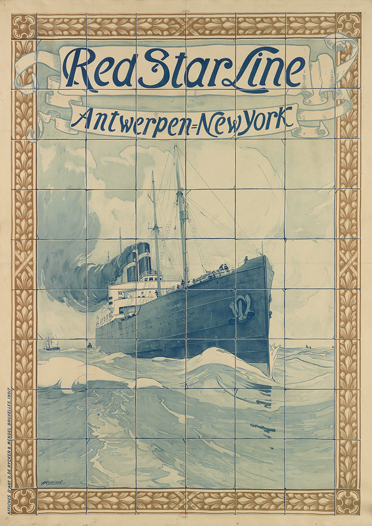 Red Star Line Antwerpen New York, blue sketch