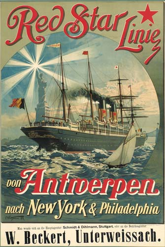 Red Star Linie don Antroerpen nach New York and Philadelphia