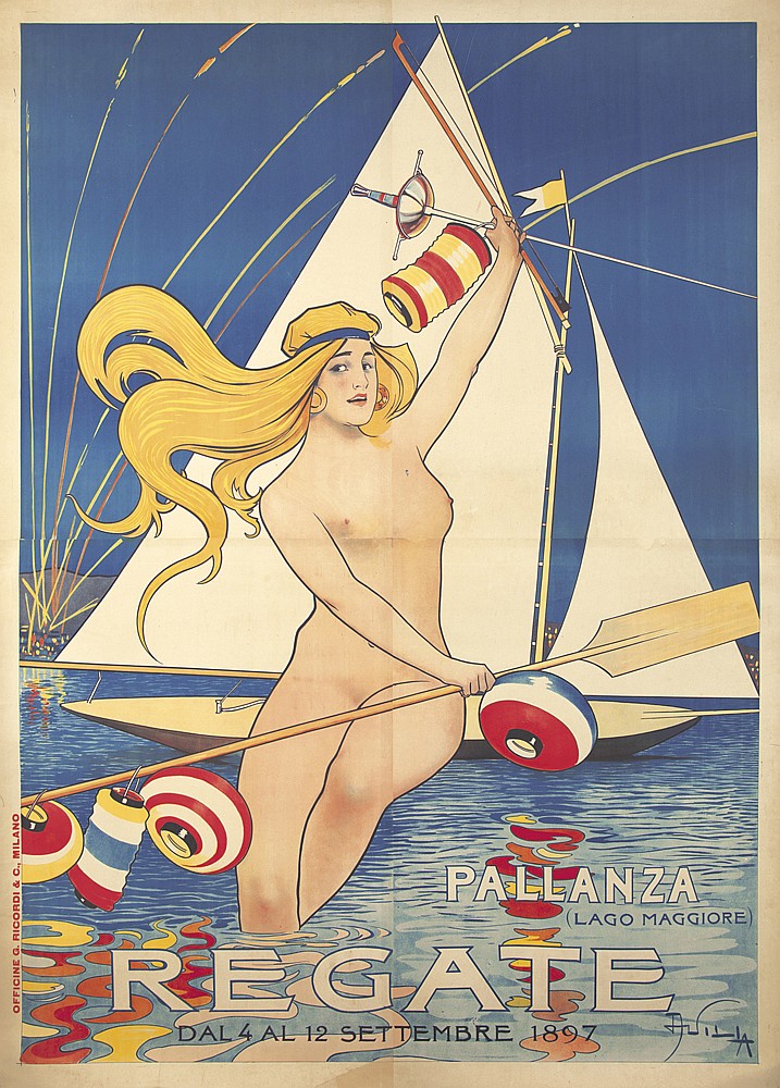 Pallanza Regate, nude woman, sailboat