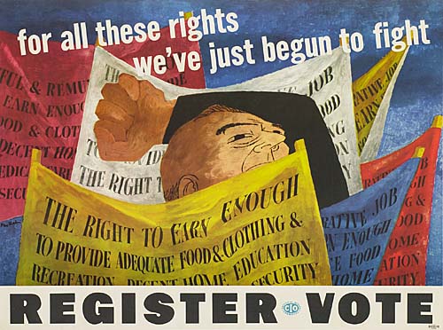 Register Vote, for all these rights, we’ve just begun to fight, blue poster