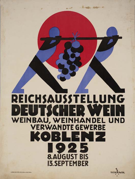 Reichsausstellung Deutscher Wein, Koblenz 1925, men carry fruit