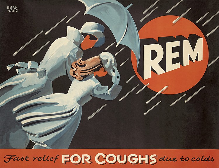 REM Fast Relief for Coughs due to colds, couple in the rain