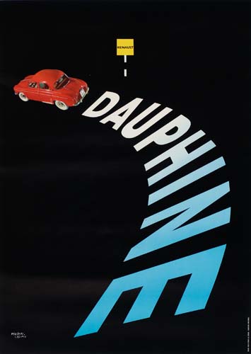 Dauphine, black poster, red car