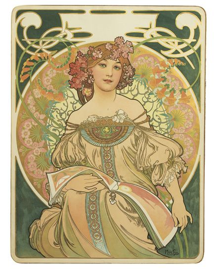 Woman in long dress, flowers