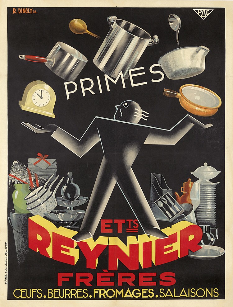Etts Reynier Freres, man with pots and pans