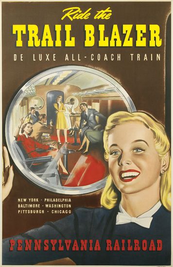 Ride the Trail Blazer, black poster, Pennsylvania Railroad
