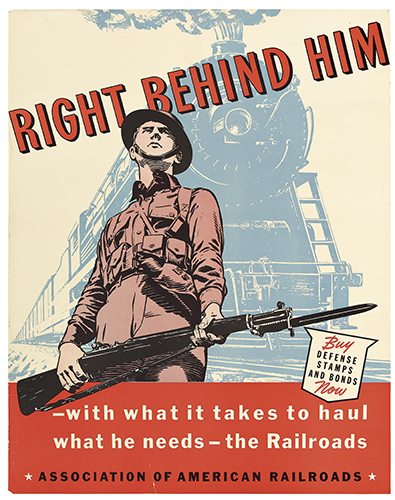 Right Behind Him, Assosication of American Railroads, soldier, blue train