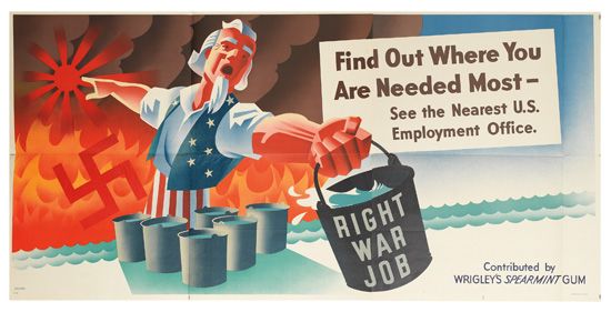 Right War Job, Uncle Sam, swastika