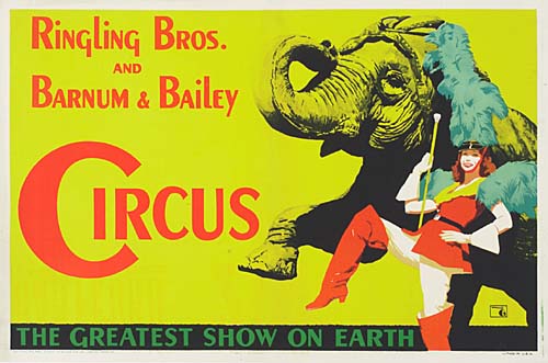 Ringling Bros and Barnum and Bailey Circus, The Greatest Show on Earth, yellow poster