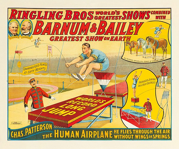 Ringling Bros World’s Greatest Shows, Barnum and Bailey, Chas. Patterson, The Human Airplane