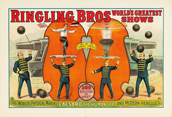 Ringling Bros World’s Greatest Shows Physical Marvel Caesaro The Human Top