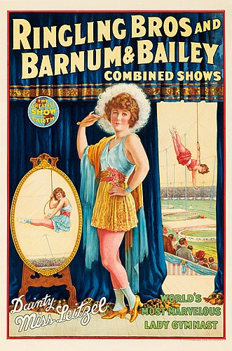 Ringling Bros and Barnum and Bailey Combined Shows, Dainty Miss Leitzel, woman in front of a mirror