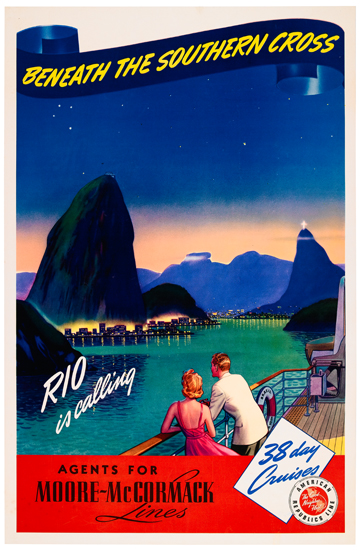 Rio is Calling, Moore-McCormack, 38 Day Cruises, couple on deck