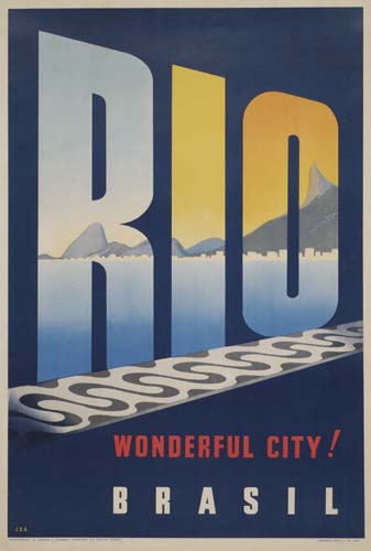 Rio Wonderful City, Brasil, blue poster